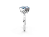 White gold Fancy Blue Princess Cut Diamond Ring with Side Stones and Four-Prong Setting_144