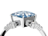 White gold Fancy Blue Princess Cut Diamond Ring with Side Stones and Four-Prong Setting_146