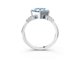 White gold Fancy Blue Princess Cut Diamond Ring with Side Stones and Four-Prong Setting_149