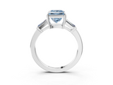 White gold Fancy Blue Princess  Cut Diamond Ring with Tapered Baguette Side Stones in Four-Prong Setting_6