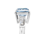 White gold Fancy Blue Princess  Cut Diamond Ring with Tapered Baguette Side Stones in Four-Prong Setting_8
