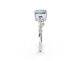 White gold Fancy Blue Princess Cut Diamond Scattered Round Accent Ring with Prong Setting_14