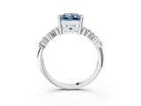 White gold Fancy Blue Princess Cut Diamond Scattered Round Accent Ring with Prong Setting_15