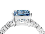 White gold Fancy Blue Princess Cut Diamond Scattered Round Accent Ring with Prong Setting_16