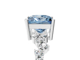 White gold Fancy Blue Princess Cut Diamond Scattered Round Accent Ring with Prong Setting_17
