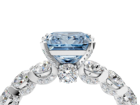 White gold Fancy Blue Princess Cut Diamond Side Stone Engagement Ring with Four-Prong Setting_28