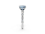 White gold Fancy Blue Princess Cut Diamond Side Stone Solitaire Ring with Round  and Four-Prong Setting_14