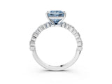 White gold Fancy Blue Princess Cut Diamond Side Stone Solitaire Ring with Round  and Four-Prong Setting_15