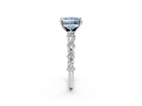 White gold Fancy Blue Princess Cut Diamond Side Stone Solitaire Ring with Round  and Four-Prong Setting_154