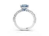 White gold Fancy Blue Princess Cut Diamond Side Stone Solitaire Ring with Round  and Four-Prong Setting_157
