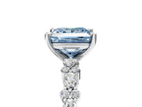White gold Fancy Blue Princess Cut Diamond Side Stone Solitaire Ring with Round  and Four-Prong Setting_157