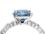 White gold Fancy Blue Princess Cut Diamond Side Stone Solitaire Ring with Round  and Four-Prong Setting_158