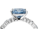 White gold Fancy Blue Princess Cut Diamond Side Stone Solitaire Ring with Round  and Four-Prong Setting_16