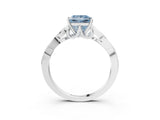 White gold Fancy Blue Princess Cut Diamond Solitaire Celtic Knot Ring with Four-Prong Setting_71