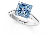 White gold Fancy Blue Princess Cut Diamond Solitaire Engagement Ring with Cathedral Setting and Four-Prong Mount_1
