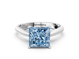 White gold Fancy Blue Princess Cut Diamond Solitaire Engagement Ring with Cathedral Setting and Four-Prong Mount_12