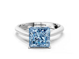 White gold Fancy Blue Princess Cut Diamond Solitaire Engagement Ring with Cathedral Setting and Four-Prong Mount_181