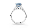 White gold Fancy Blue Princess Cut Diamond Solitaire Engagement Ring with Cathedral Setting and Four-Prong Mount_184