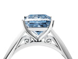 White gold Fancy Blue Princess Cut Diamond Solitaire Engagement Ring with Cathedral Setting and Four-Prong Mount_4