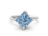 White gold Fancy Blue Princess Cut Diamond Solitaire Engagement Ring with Four-Prong Setting and Classic Band_20