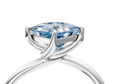 White gold Fancy Blue Princess Cut Diamond Solitaire Engagement Ring with Four-Prong Setting and Classic Band_24