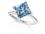 White gold Fancy Blue Princess Cut Diamond Solitaire Engagement Ring with Four-Prong Setting and Classic Band_33
