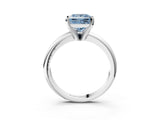 White gold Fancy Blue Princess Cut Diamond Solitaire Engagement Ring with Round Band and Four-Prong Setting_164