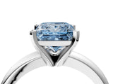 White gold Fancy Blue Princess Cut Diamond Solitaire Engagement Ring with Round Band and Four-Prong Setting_165