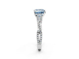White gold Fancy Blue Princess Cut Diamond Solitaire Engagement Ring with Twisted Pavé Band and Four-Prong Setting_82