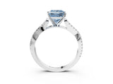 White gold Fancy Blue Princess Cut Diamond Solitaire Engagement Ring with Twisted Pavé Band and Four-Prong Setting_84