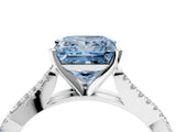 White gold Fancy Blue Princess Cut Diamond Solitaire Engagement Ring with Twisted Pavé Band and Four-Prong Setting_84
