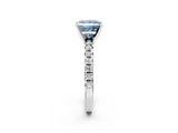 White gold Fancy Blue Princess Cut Diamond Solitaire Pavé Engagement Ring with Round Band and Prong Setting_64