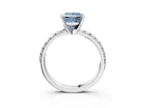White gold Fancy Blue Princess Cut Diamond Solitaire Pavé Engagement Ring with Round Band and Prong Setting_65