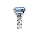 White gold Fancy Blue Princess Cut Diamond Solitaire Pavé Engagement Ring with Round Band and Prong Setting_67