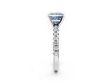 White gold Fancy Blue Princess Cut Diamond Solitaire Pavé Engagement Ring with Round Band and Prong Setting_70