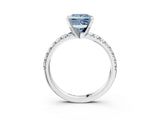 White gold Fancy Blue Princess Cut Diamond Solitaire Pavé Engagement Ring with Round Band and Prong Setting_71