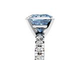 White gold Fancy Blue Princess Cut Diamond Solitaire Pavé Engagement Ring with Round Band and Prong Setting_73
