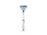 White gold Fancy Blue Princess Cut Diamond Solitaire Ring with Classic Band and Four-Prong Setting_2