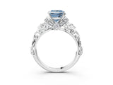White gold Fancy Blue Princess Cut Diamond Solitaire Ring with Filigree Band and Four-Prong Setting_96