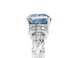 White gold Fancy Blue Princess Cut Diamond Solitaire Ring with Filigree Band and Four-Prong Setting_98