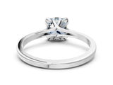 White gold Fancy Blue Princess Cut Diamond Solitaire Ring with Flower Prong Setting and Classic Band_1