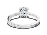 White gold Fancy Blue Princess Cut Diamond Solitaire Ring with Flower Prong Setting and Classic Band_160