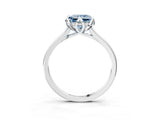 White gold Fancy Blue Princess Cut Diamond Solitaire Ring with Flower Prong Setting and Classic Band_165