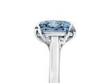 White gold Fancy Blue Princess Cut Diamond Solitaire Ring with Flower Prong Setting and Classic Band_167
