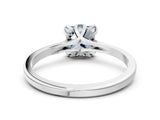 White gold Fancy Blue Princess Cut Diamond Solitaire Ring with Flower Prong Setting and Classic Band_172