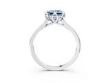 White gold Fancy Blue Princess Cut Diamond Solitaire Ring with Flower Prong Setting and Classic Band_175