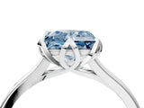 White gold Fancy Blue Princess Cut Diamond Solitaire Ring with Flower Prong Setting and Classic Band_176