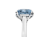 White gold Fancy Blue Princess Cut Diamond Solitaire Ring with Flower Prong Setting and Classic Band_177