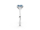 White gold Fancy Blue Princess Cut Diamond Solitaire Ring with Flower Prong Setting and Classic Band_22