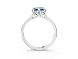 White gold Fancy Blue Princess Cut Diamond Solitaire Ring with Flower Prong Setting and Classic Band_23